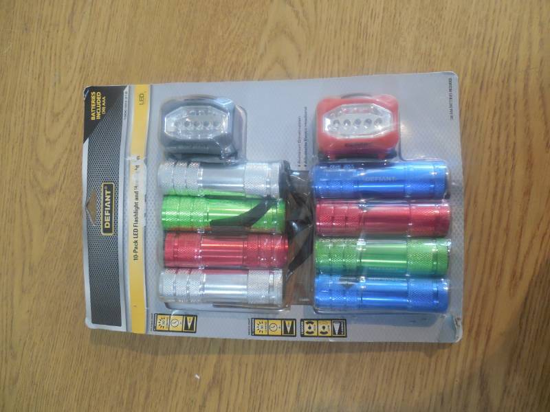 DEFIANT 10 PACK LED FLASHLIGHT AND HEADLIGHT COMBO PACK