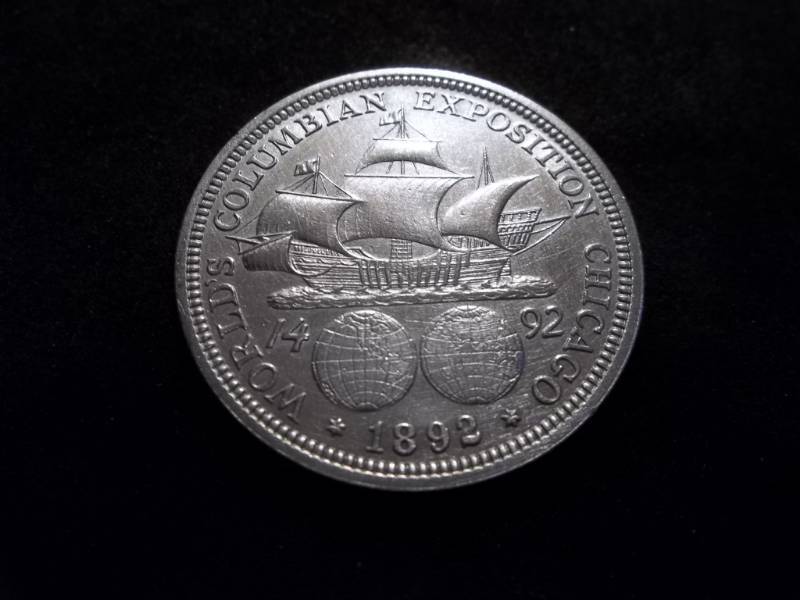 lot 39 image: 1892 Columbian Exposition Silver Half Dollar Commemorative (Ist Commemorative Coin Stuck In The USA)