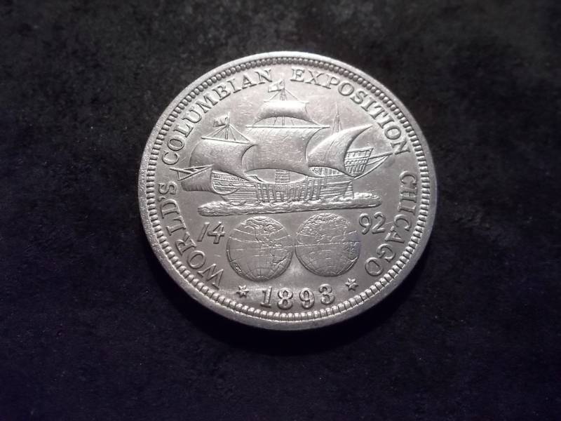 lot 40 image: 1893 Columbian Exposition Silver Half Dollar Commemorative (2nd Commemorative Coin Stuck In The USA)
