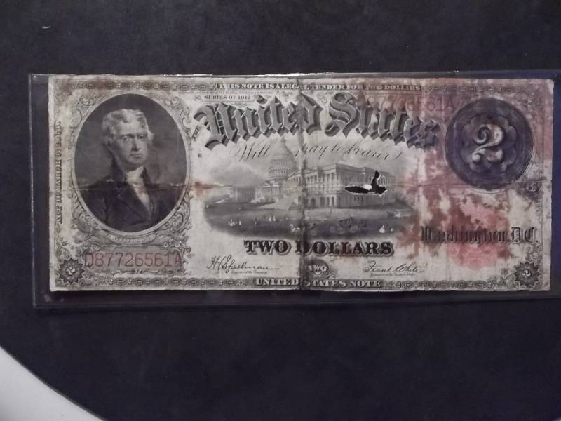 lot 47 image: 2 Dollar Bill Large Size Printed In Series 1917