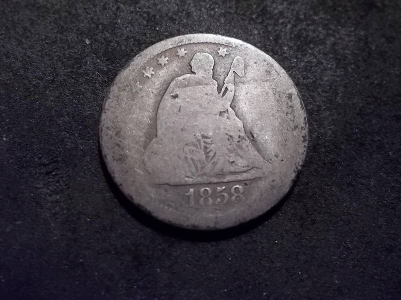 lot 65 image: 1858 Seated Liberty Quarter
