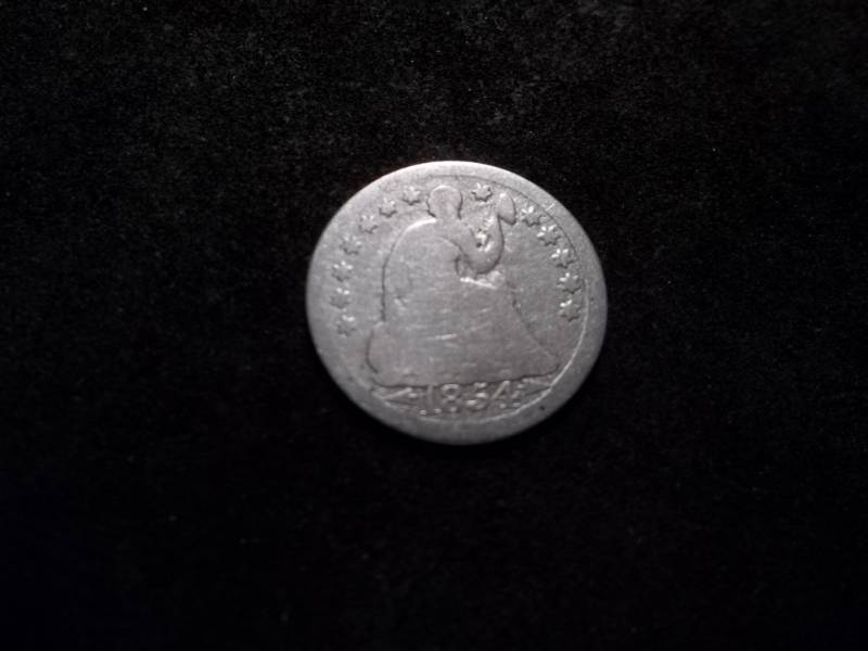 lot 82 image: 1854 Seated Liberty Half Dime With Arrows