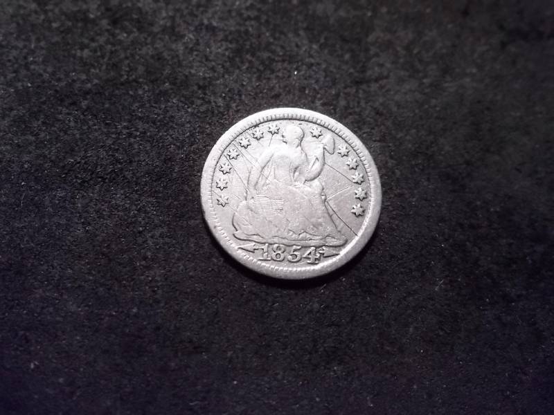 lot 85 image: 1854 Seated Liberty Half Dime With Arrows