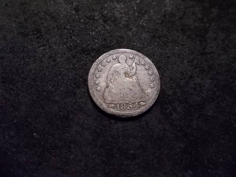 lot 89 image: 1854 Seated Liberty Half Dime With Arrows