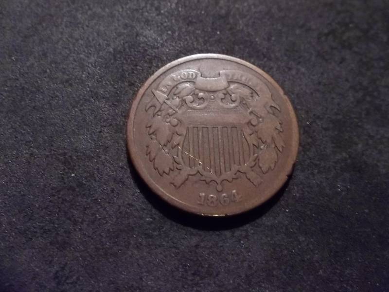 lot 91 image: 1864 2-Cent Piece