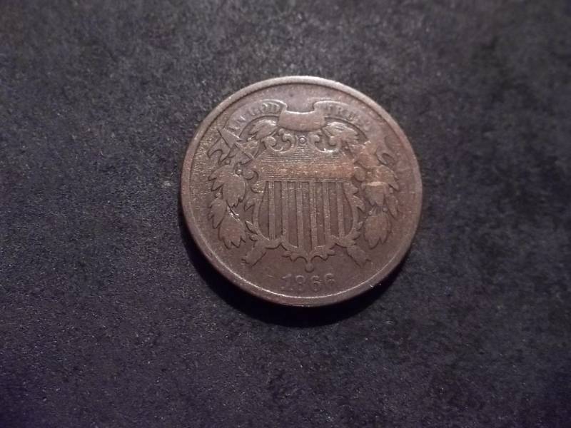 lot 92 image: 1866 2-Cent Piece