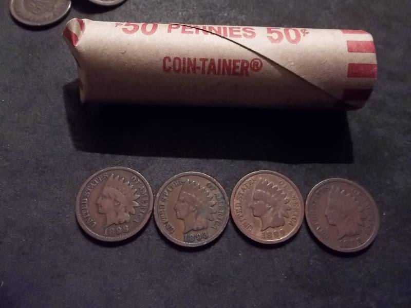 lot 104 image: Full Roll Of 50 Indian Head Cents 1860s-1909