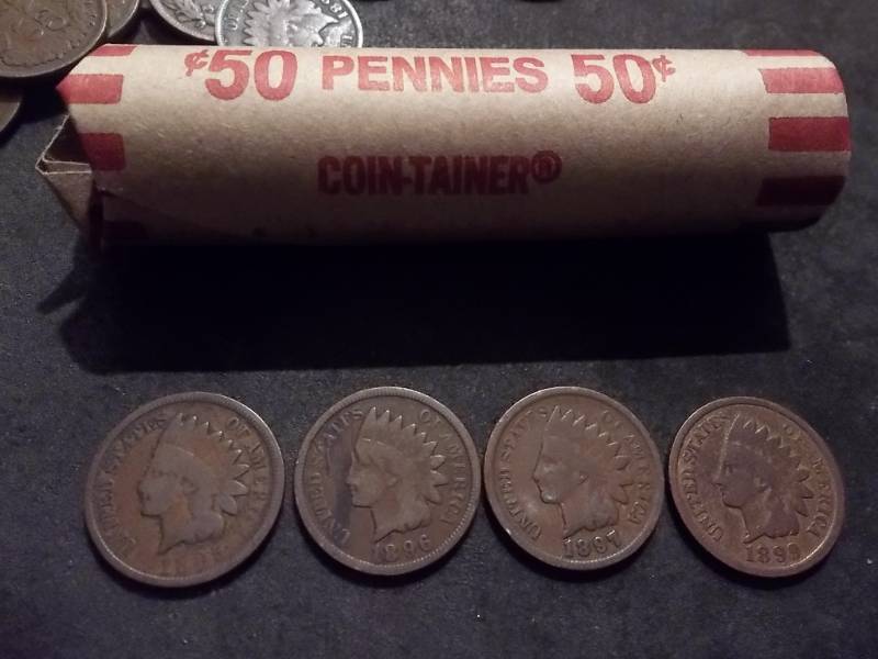 lot 106 image: Full Roll Of 50 Indian Head Cents 1860s-1909