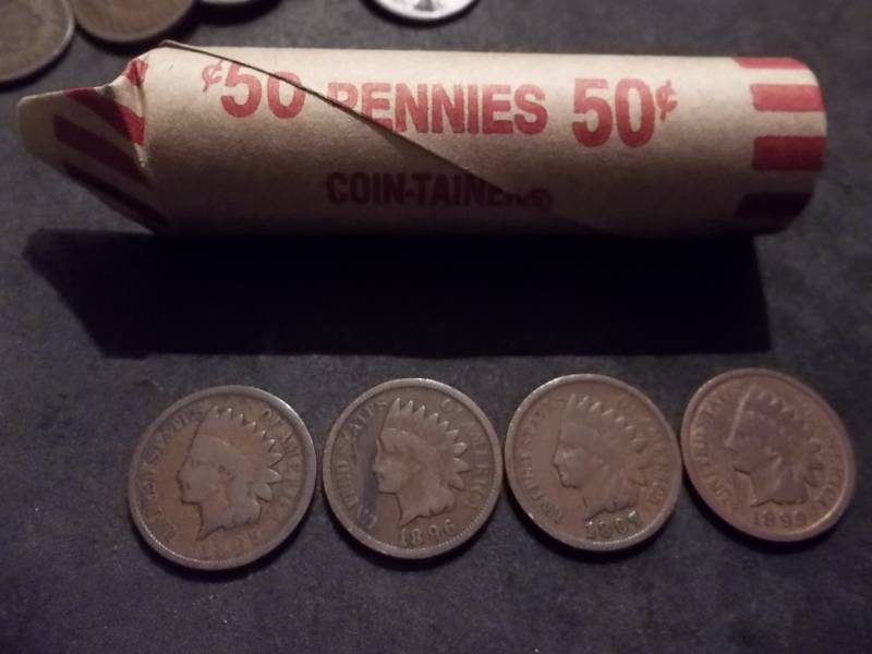 lot 107 image: Full Roll Of 50 Indian Head Cents 1870s-1909