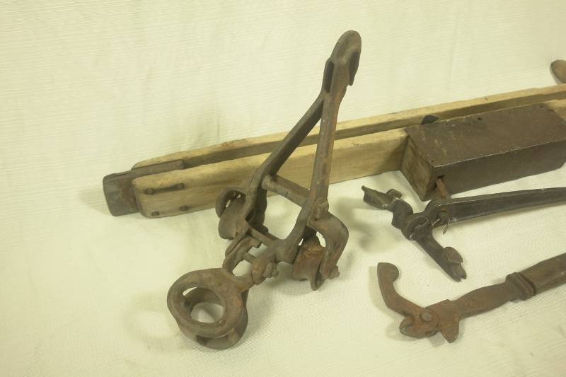 lot 53 image: Antique hand planter and misc.