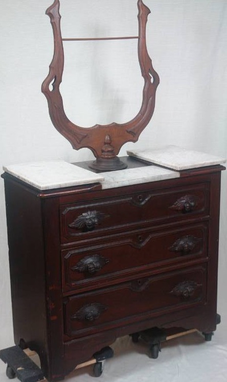 lot 3 image: Black Walnut Dresser wMarble Top