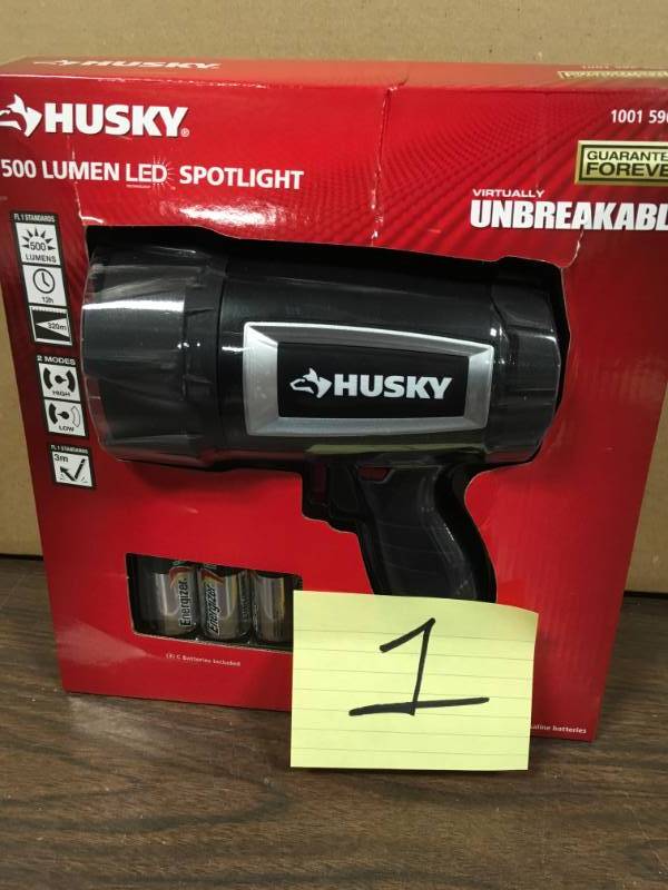 lot 1 image: Husky 500 Lumen LED Spotlight Unbreakable New HDB