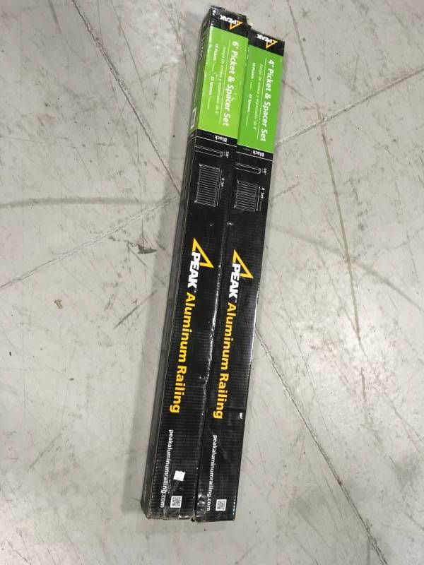 lot 14 image: Picket Spacer Kit Black Fence Panel Baluster Peak Aluminum RAILING Rail 4 Ft.  Lot of 2 not used