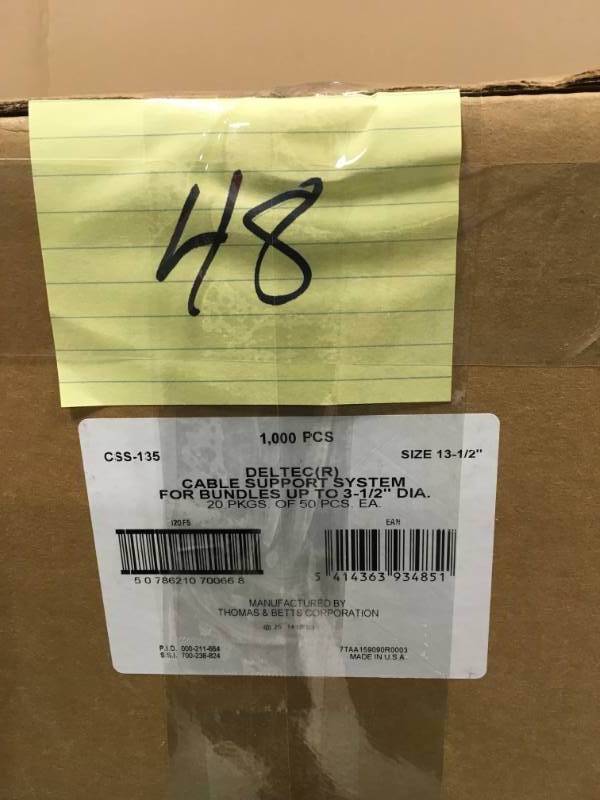 lot 48 image: Thomas & Betts CSS-135 Deltec Weather Resistant Locking Cable Tie 3.5.00 Inch Bundle Dia, 13 Inch Length, Acetel, Black New
