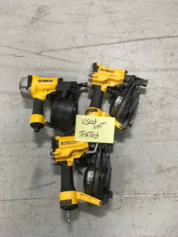 lot 70 image: DEWALT Pneumatic 15-Degree Coil Roofing Nailer USED NOT TESTED  LOT OF 3