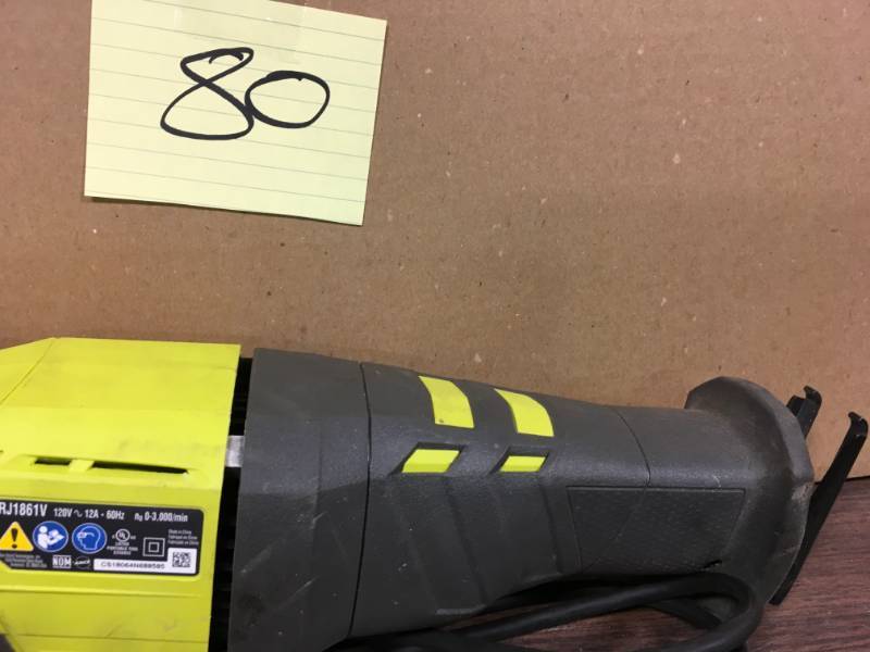 lot 80 image: RYOBI RJ186V 12 Amp Reciprocating Saw  Used in good working cond.