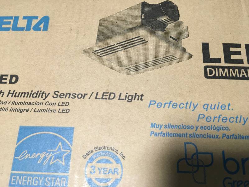 lot 104 image: DELTA  BREEZ GreenBuilder Series 100 CFM Ceiling Bathroom Exhaust Fan with LED Light and Humidity Sensor, ENERGY STAR not used