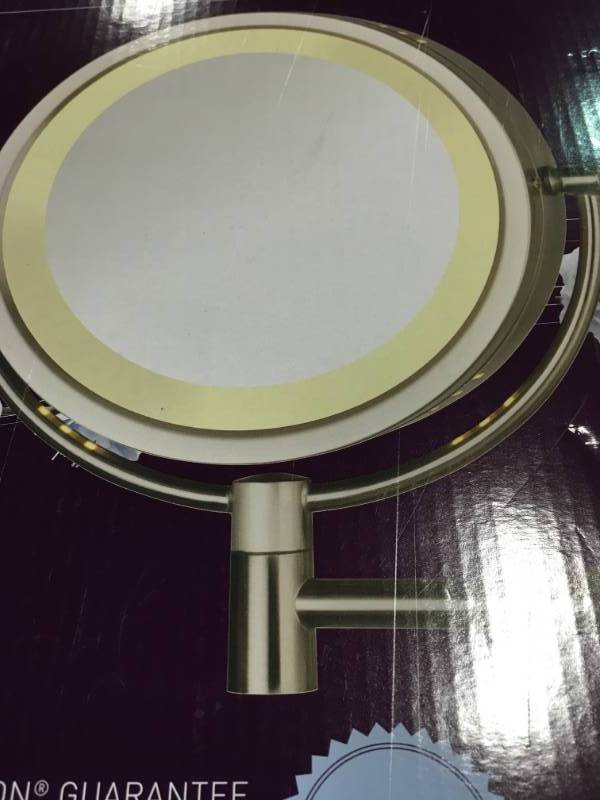 lot 109 image: Jerdon 8X-1X Halo Lighted Wall Mount Mirror Extends 13.5 Nickel not used