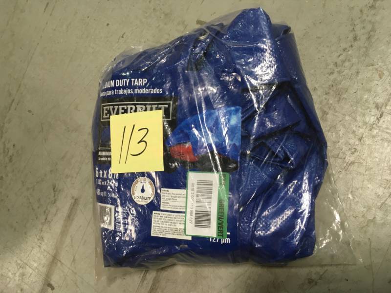 lot 113 image: 6 foot x 8 ft. Blue general-purpose tarp Medium duty HDX