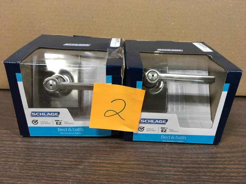 Lot of 2 NEW Schlage Lock F40VLAT619CEN Latitude Satin Nickel Privacy Latch