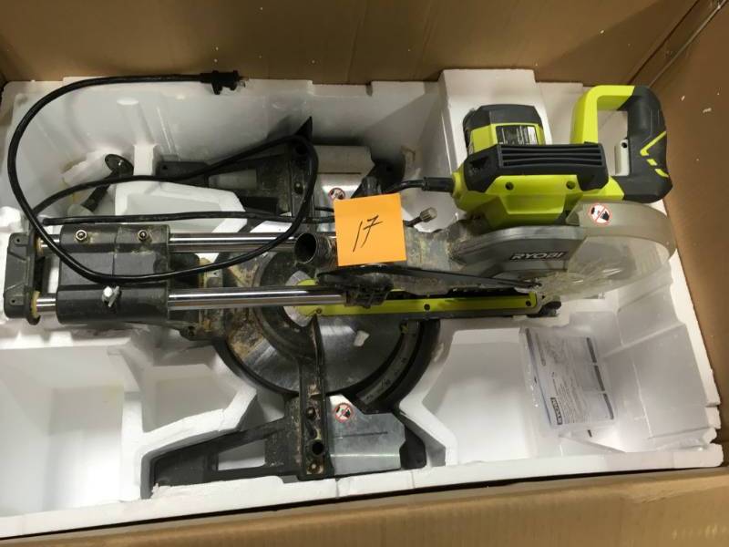 Ryobi 15 Amp 12 In. Sliding Miter Saw With Laser TSS120L  Missing bag.  Used in good working condition.