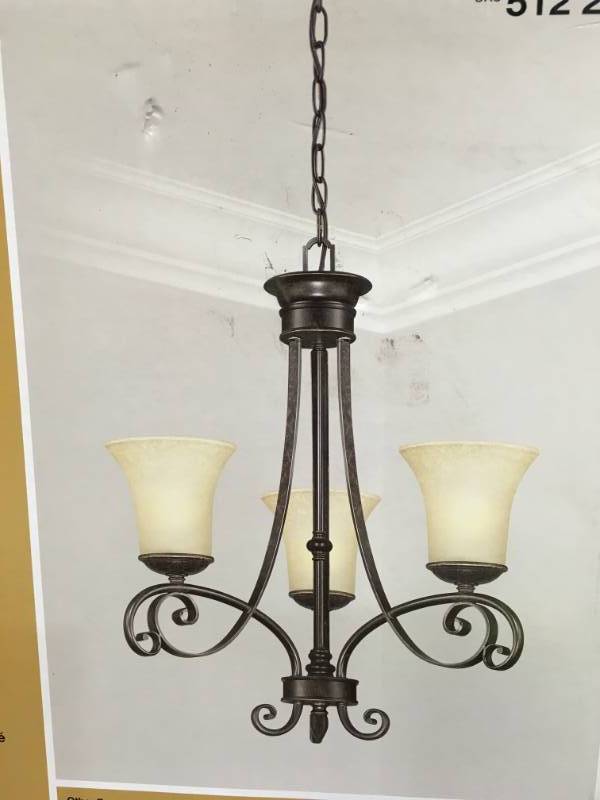 Hampton Bay 14708 Essex 3-Light Aged Black Chandelier Aged Black New