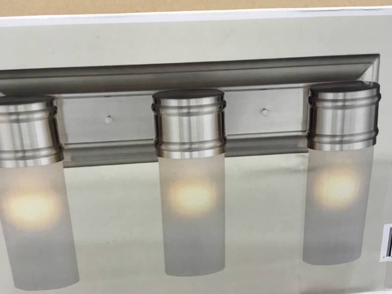 Hampton Bay 3-Light Brushed Nickel Wall Vanity Light 1000037500 New