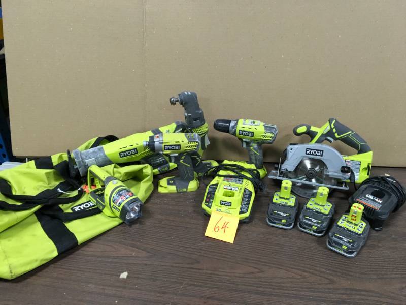 RYOBI MIX LOT OF COMBO TOOLS USED IN GOOD WORKING CONDITION