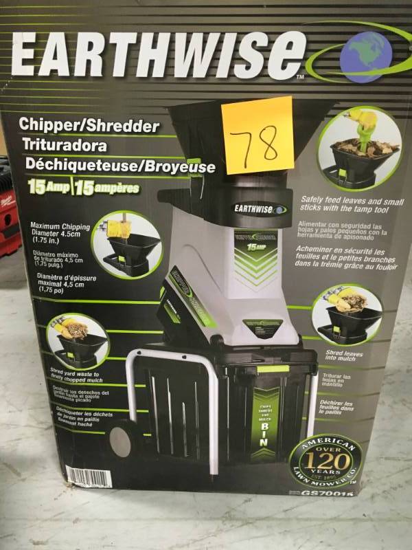 Earthwise (1-34) 15-Amp Electric Chipper Shredder  open box not used