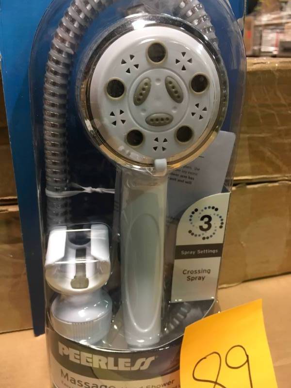 HAND SHOWER WHITE CHROME 3 Spray Peerless Universal Showering Faucet Accessory open box not used