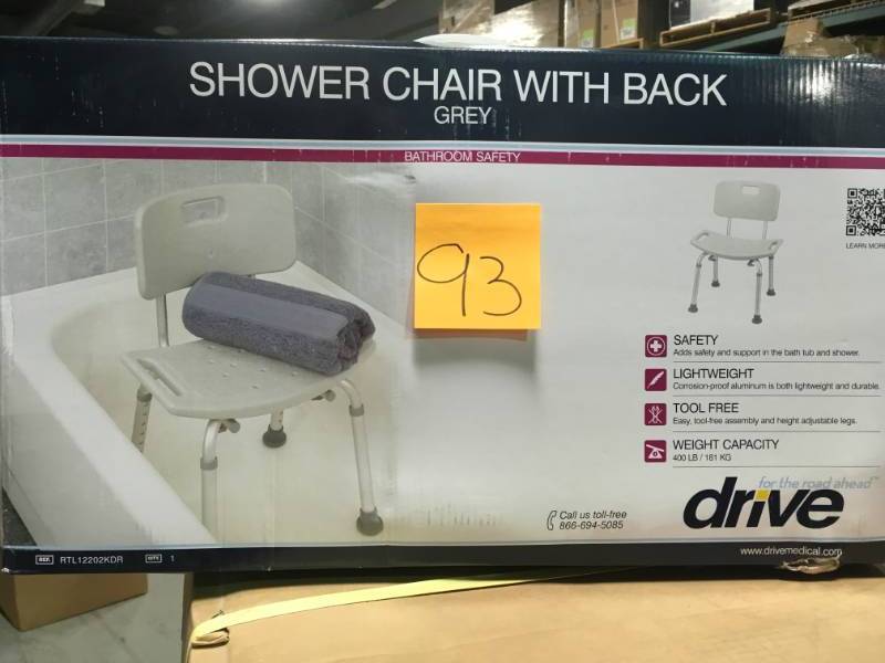 Drive Medical RTL12202KDR Gray Bathroom Safety Shower Tub Bench Chair with Back open box not used