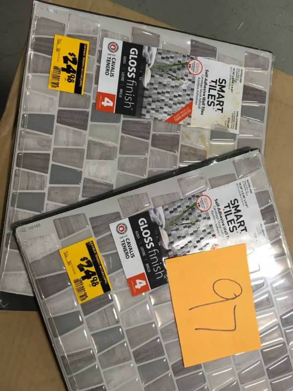 Cavalis Tenero Multi 10.36 in. W x 9.48 in. H Peel and Stick Decorative Mosaic Wall Tile Backsplash (4-Pack), GraysWhite  LOT OF 2 New