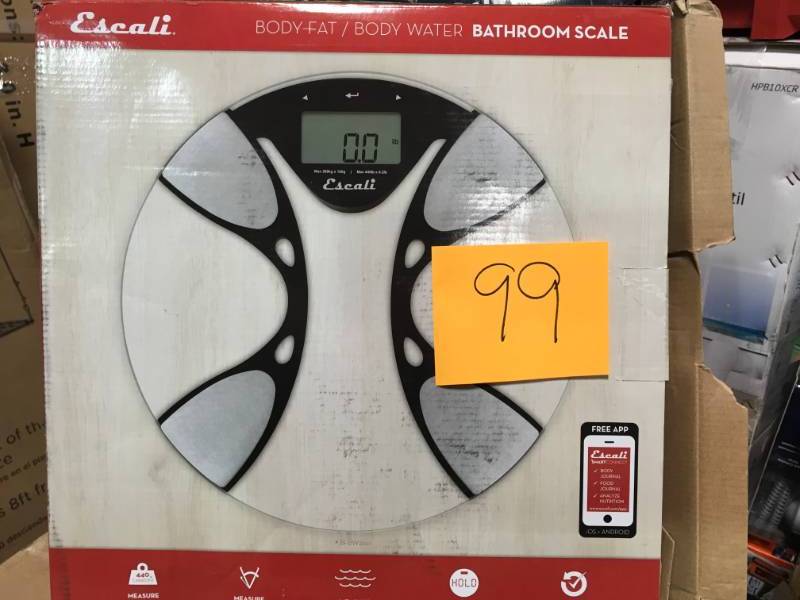 Escali - Body Fat Body Water Digital Glass Bathroom Scale BFBW200