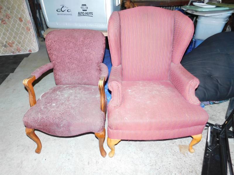 lot 31 image: Two Chairs---Both Are Burgundy Upholstered---Two Different Styles