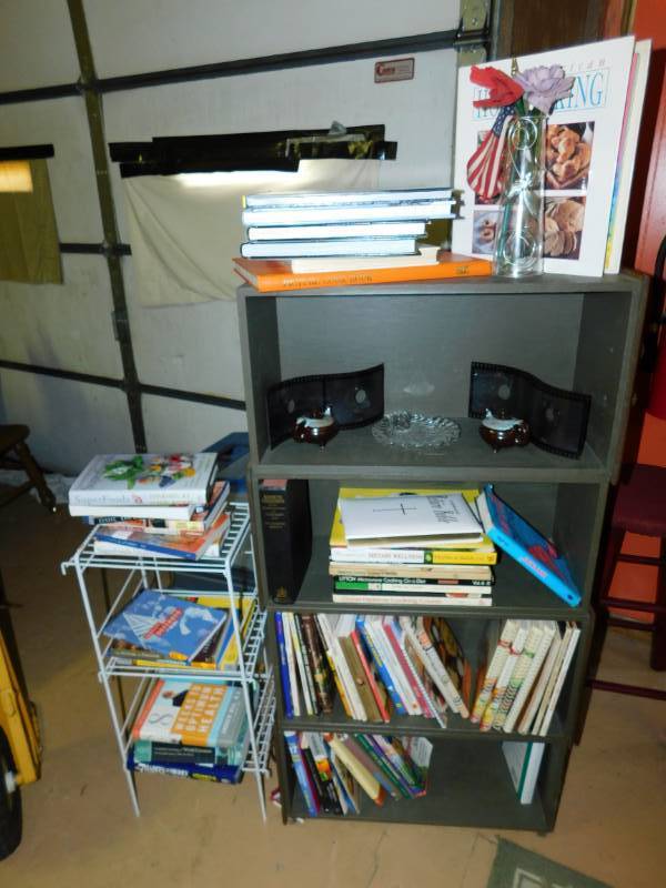 lot 59 image: Bookcase And White Wire Stand With All The Books Included