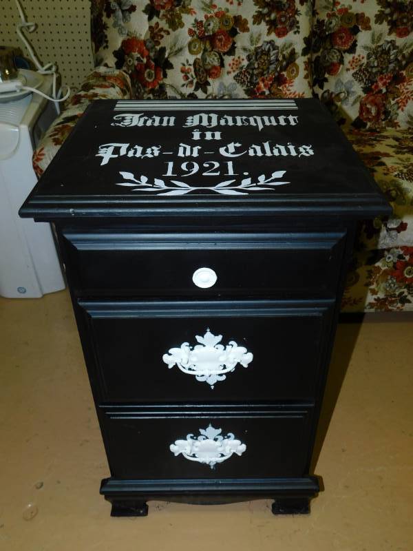 lot 82 image: Black Nightstand With Three Drawers---1921