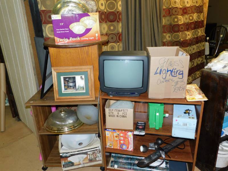 lot 104 image: Four Shelf Unit And Contents And Another Shelf Unit With Contents