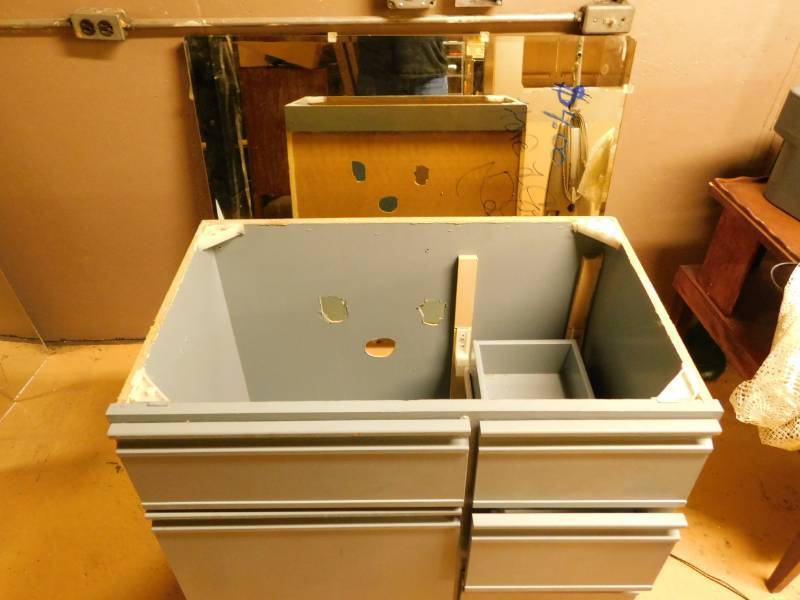 lot 111 image: Bathroom VanityThree Drawers & One Door---- & A Mirror For A Dresser