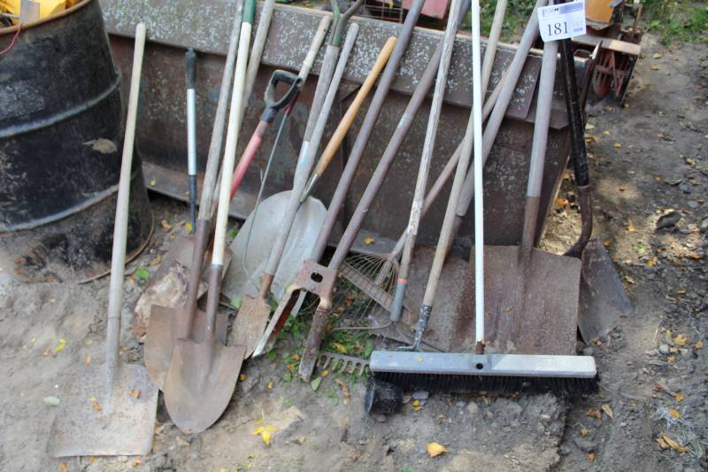 lot 181 image: Shovels, Spades, Rakes, Broom