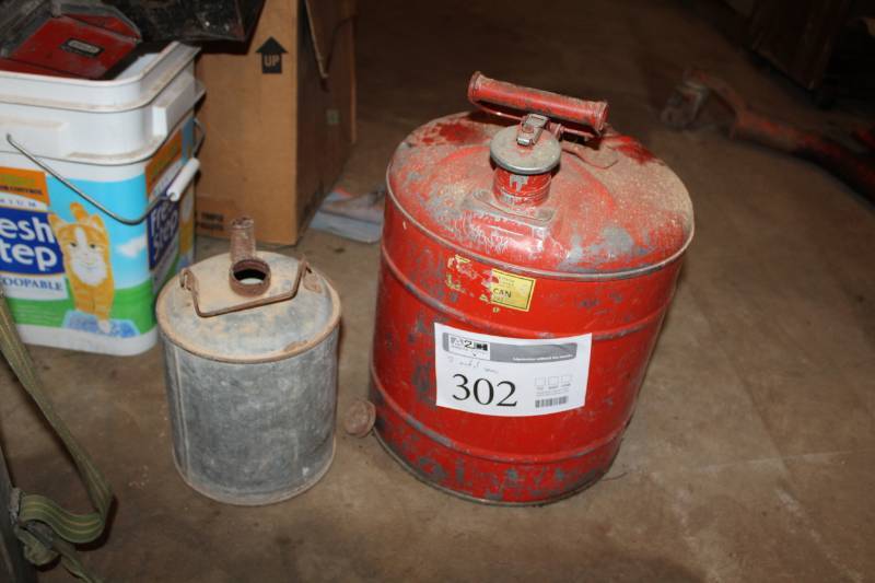 lot 302 image: Lot of (2) Metal Cans - Water, Gasoline