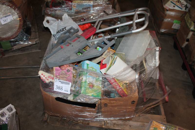 lot 388 image: Medical Walker, Toys, Rocking Horse, Baby High Chair, And More