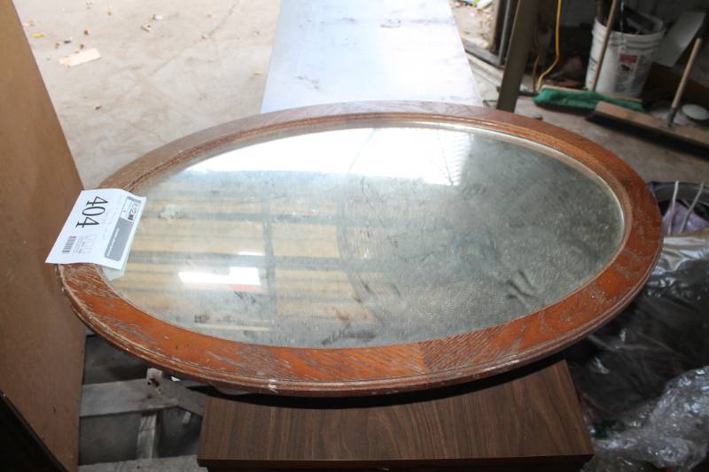 lot 404 image: Wood Frame Oval Mirror, Medicine Cabinet
