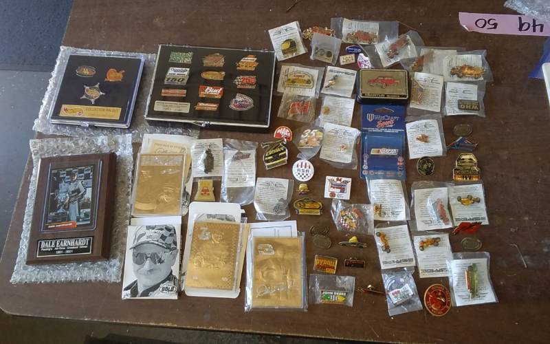 lot 20 image: Collection Of Dale Earnhardt, NASCAR Racing Pins & Cards