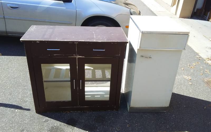 lot 30 image: Vintage Metal Cupboard 16x20x36, Cupboard With Screen Doors 36x16x32