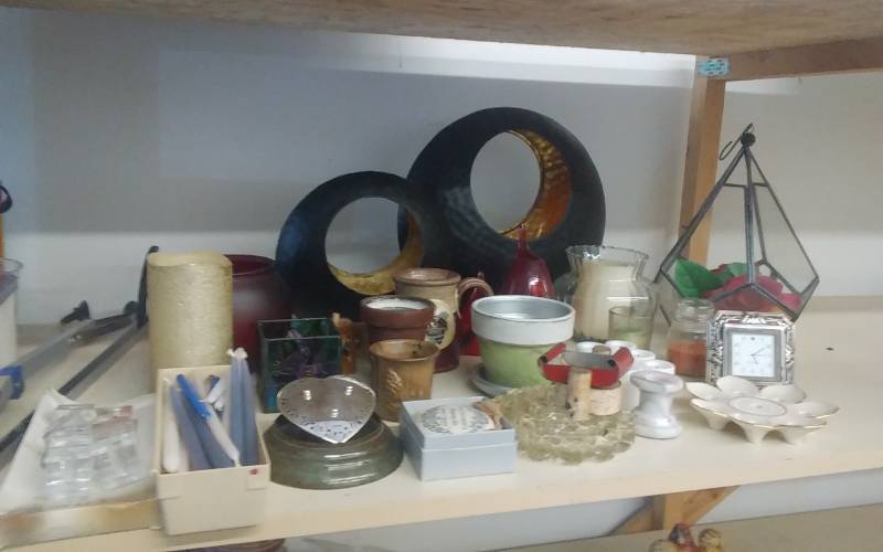 lot 52 image: Large Assortment Of Candles, Candle Holders, Hanging Lantern, Misc Decor