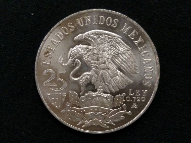1968 Mexico Olimpiada 25 Peso Silve...