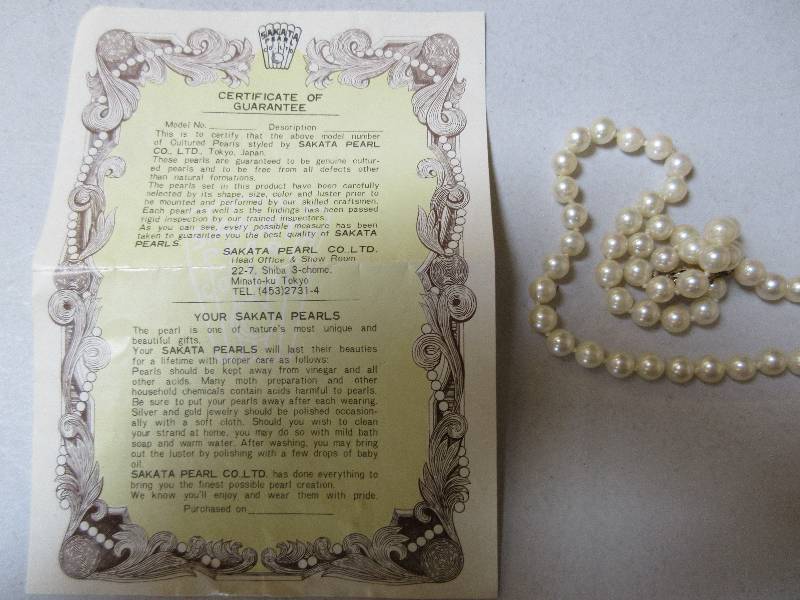 SUPER CUTE CULTURED PEARL SAKATA STRAND W VINTAGE ACCESSORIES