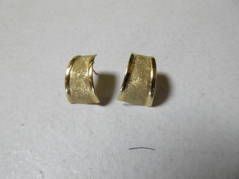 14K MILOR ITALY WIDE J HOOP EARRINGS