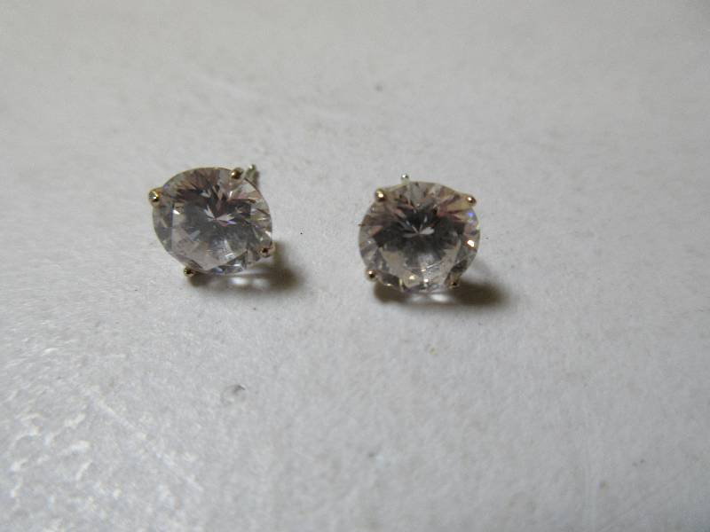 14K YELLOW GOLD 4CTW CZ STUD EARRINGS