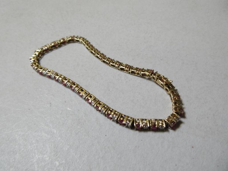 14K YELLOW GOLD DIAMOND  RUBY BRACELET